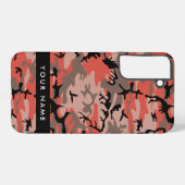 赤と茶色のカモフラージュ 名前をカスタマイズ SAMSUNG GALAXYケース (裏面横)