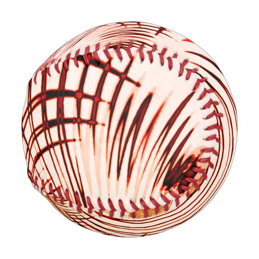 赤と茶色のカーブを交差させ、エージングエフェクトを適用 野球ボール (正面右)