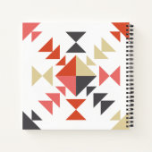 赤と茶色のキルトブロックパーソナライズされた ノートブック (裏面)