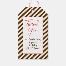 赤と茶色のストライプラベル ギフトタグ