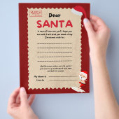 赤と茶色の可愛いサンタ文字。 チラシ (手)