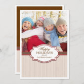 赤と茶色の大きな写真を使ったホリデーシーズン グリーティングカード シーズンカード (正面/裏面)