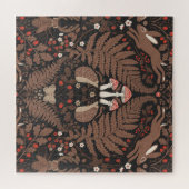 赤と茶色の森林動物と植物 ジグソーパズル (横)