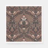 赤と茶色の森林動物と植物 スタンダードランチョンナプキン (正面)