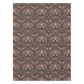 赤と茶色の森林動物と植物 テーブルクロス (正面)