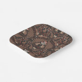 赤と茶色の森林動物と植物 ペーパープレート (傾斜あり)