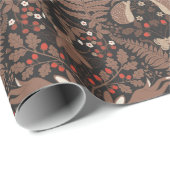 赤と茶色の森林動物と植物 ラッピングペーパー (ロールコーナー)