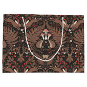 赤と茶色の森林動物と植物 ラージペーパーバッグ (裏面)