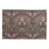 赤と茶色の森林動物と植物 枕カバー (裏面-左)