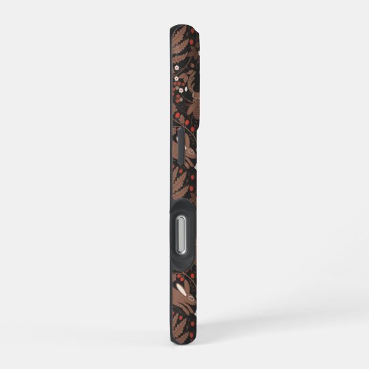 赤と茶色の森林動物と植物 iPhoneケース (右側面)