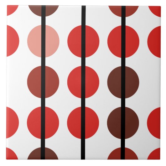 赤と茶色の水玉模様ストライプパターン タイル (正面)