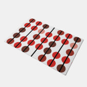 赤と茶色の水玉模様ストライプパターン ドアマット (アングル)