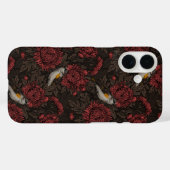 赤と茶色の菊とジョウビタキ Case-Mate iPhoneケース (裏面 (横))