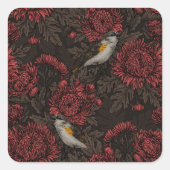 赤と茶色の菊の中で赤が始まる スクエアシール (正面)