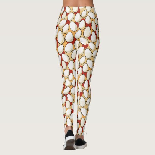 赤と茶色の農業地帯に広がる白い鶏の卵 レギンス (裏面)