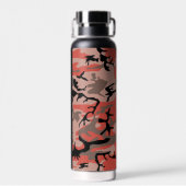 赤と茶色の迷彩自分の名前をパーソナライズ ウォーターボトル (背面)