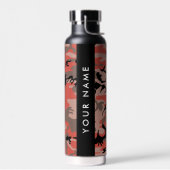 赤と茶色の迷彩自分の名前をパーソナライズ ウォーターボトル (左面)