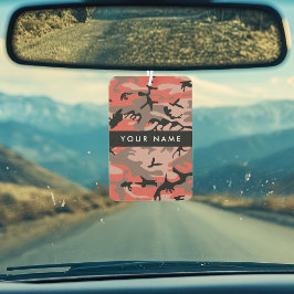 赤と茶色の迷彩自分の名前をパーソナライズ カーエアーフレッシュナー