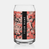 赤と茶色の迷彩自分の名前をパーソナライズ ガラス缶 (正面)