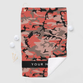 赤と茶色の迷彩自分の名前をパーソナライズ ゴルフタオル (インサイチュ)