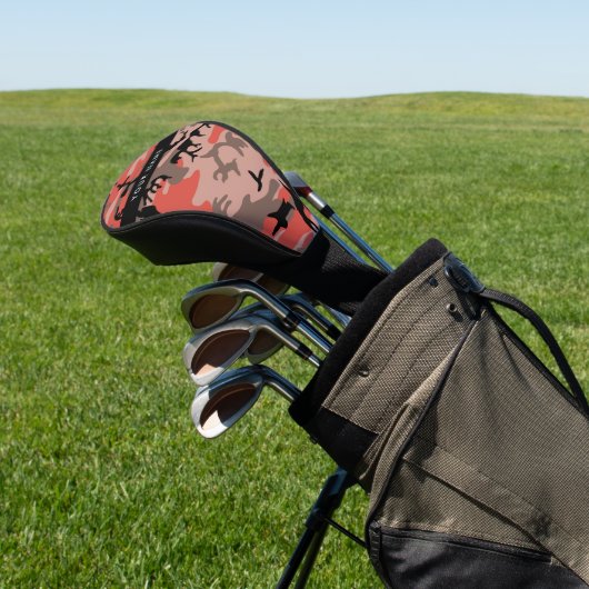 赤と茶色の迷彩自分の名前をパーソナライズ ゴルフヘッドカバー (インサイチュ)