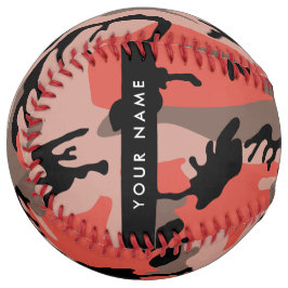 赤と茶色の迷彩自分の名前をパーソナライズ ソフトボール