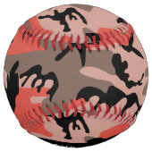 赤と茶色の迷彩自分の名前をパーソナライズ ソフトボール (裏面)