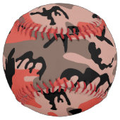 赤と茶色の迷彩自分の名前をパーソナライズ ソフトボール (正面)