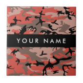 赤と茶色の迷彩自分の名前をパーソナライズ タイル (正面)