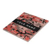 赤と茶色の迷彩自分の名前をパーソナライズ タイル (側面)