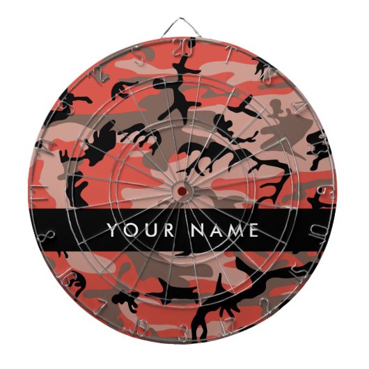 赤と茶色の迷彩自分の名前をパーソナライズ ダーツボード (正面)
