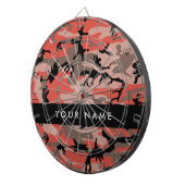 赤と茶色の迷彩自分の名前をパーソナライズ ダーツボード (正面右)