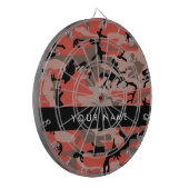 赤と茶色の迷彩自分の名前をパーソナライズ ダーツボード (正面左)