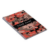 赤と茶色の迷彩自分の名前をパーソナライズ ノートブック (右側)