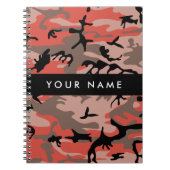 赤と茶色の迷彩自分の名前をパーソナライズ ノートブック (正面)