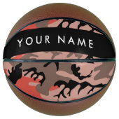 赤と茶色の迷彩自分の名前をパーソナライズ バスケットボール (正面)