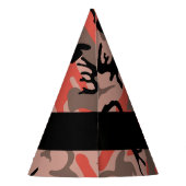 赤と茶色の迷彩自分の名前をパーソナライズ パーティーハット (裏面)