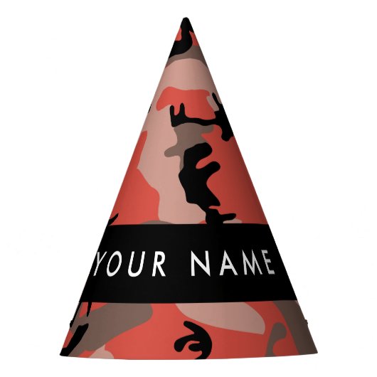 赤と茶色の迷彩自分の名前をパーソナライズ パーティーハット (正面)