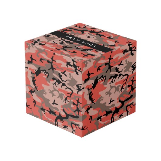 赤と茶色の迷彩自分の名前をパーソナライズ フォトキューブ (裏面アングル)