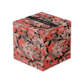 赤と茶色の迷彩自分の名前をパーソナライズ フォトキューブ (正面アングル)