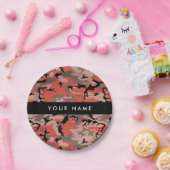 赤と茶色の迷彩自分の名前をパーソナライズ ペーパープレート (パーティー)