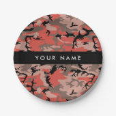 赤と茶色の迷彩自分の名前をパーソナライズ ペーパープレート (正面)