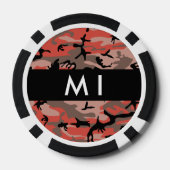 赤と茶色の迷彩自分の名前をパーソナライズ ポーカーチップ (裏面)