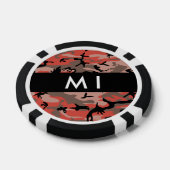 赤と茶色の迷彩自分の名前をパーソナライズ ポーカーチップ (シングル)