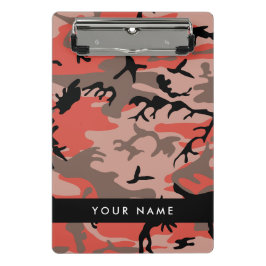 赤と茶色の迷彩自分の名前をパーソナライズ ミニクリップボード