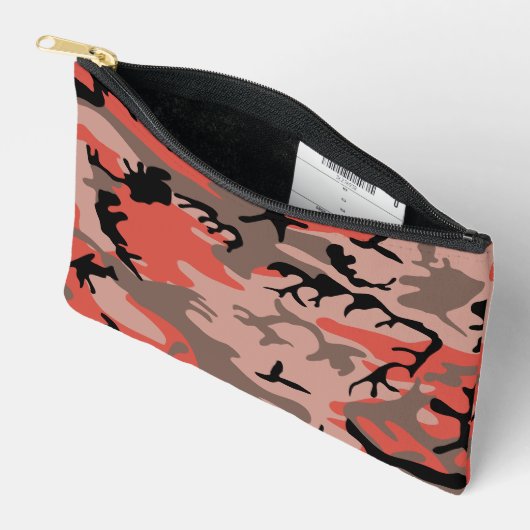 赤と茶色の迷彩、軍隊、陸軍 アクセサリーポーチ (見開き)