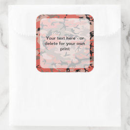 赤と茶色の迷彩、軍隊、陸軍 スクエアシール