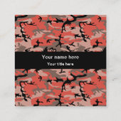 赤と茶色の迷彩、軍隊、陸軍 スクエア名刺 (裏面)