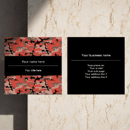 赤と茶色の迷彩、軍隊、陸軍 スクエア名刺