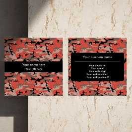 赤と茶色の迷彩、軍隊、陸軍 スクエア名刺